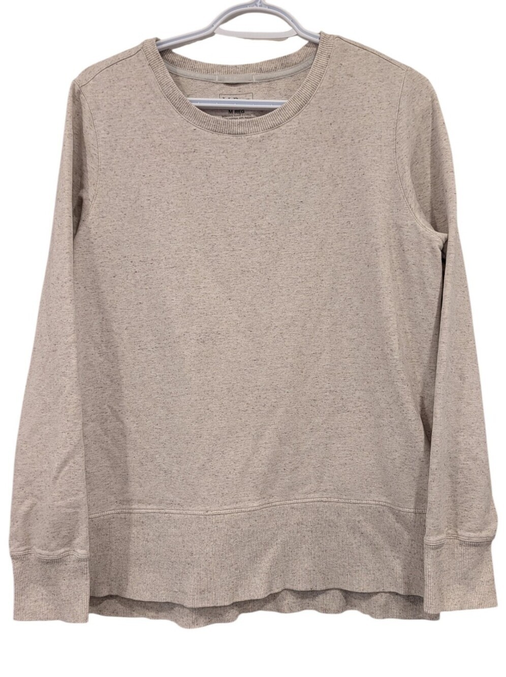 L.L.Bean Women’s Medium Oatmeal Crewneck Sweatshirt Tunic Side Slits
